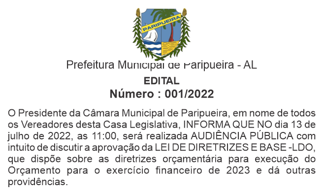 AUDIÊNCIA PÚBLICA PROJETO Nº 04 DE 13 DE JUNHO DE 2022